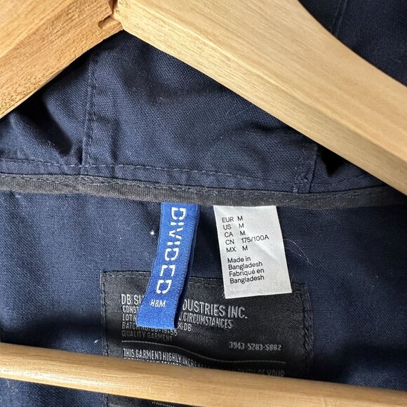 Divided By H&M Parka Jacket Mens Size Medium Hooded Full Zip Up Navy - Picture 6 of 15